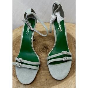 Denim and Rhinestone Strappy Heels - Size 9.5